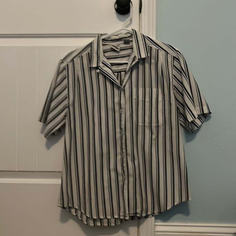 White and blue button down shirt